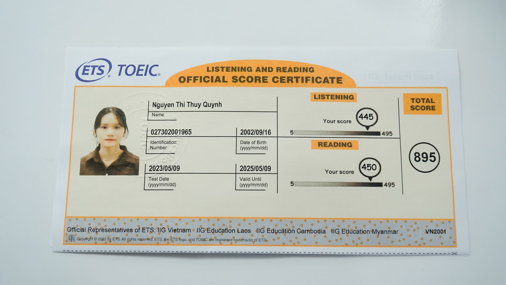 quynh thanh cong chinh phuc diem so 895 toeic